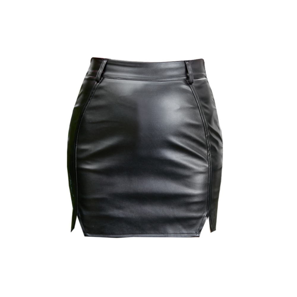 제이제인 레더 더블 슬릿 스커트 Leather double slit skirt (Black)